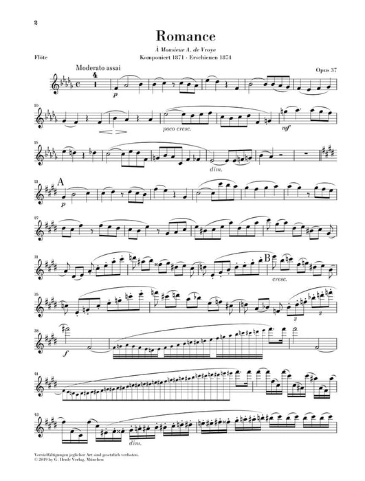 Romance in D-Flat Major, Op. 37 Flute and Piano 聖桑斯 浪漫曲 長笛(含鋼琴伴奏) 亨乐版 | 小雅音樂 Hsiaoya Music