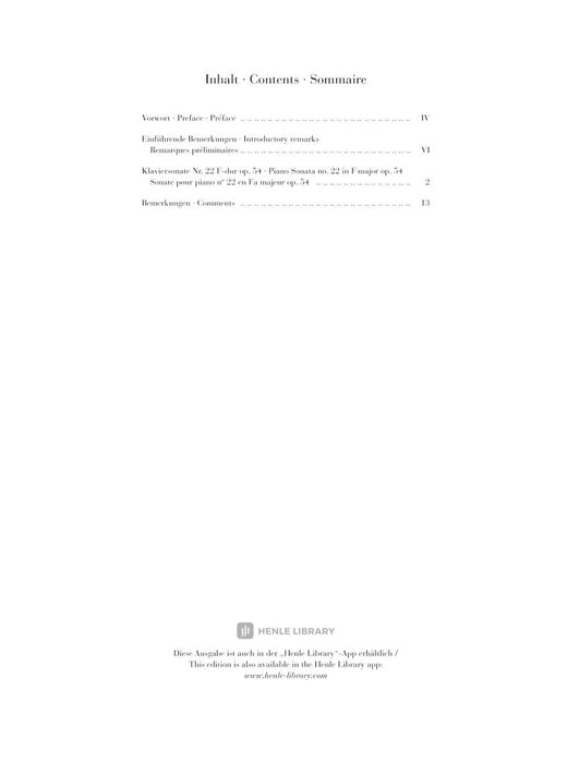 Piano Sonata No. 22 F Major Op. 54 Revised Edition 貝多芬 奏鳴曲 鋼琴 亨乐版 | 小雅音樂 Hsiaoya Music