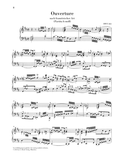 French Overture in B Minor BWV 831 Edition Without Fingering 巴赫‧約翰瑟巴斯提安 法國序曲 鋼琴 亨乐版 | 小雅音樂 Hsiaoya Music