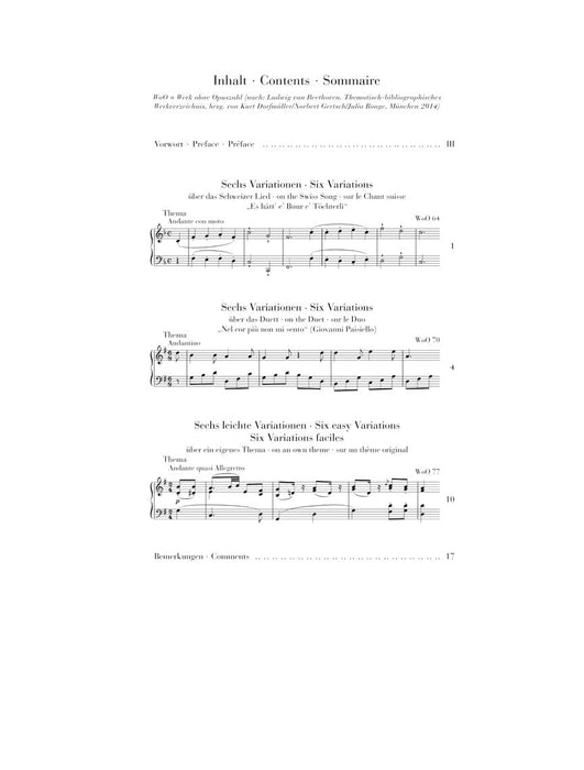 3 Variation Sets: WoO 70, 64, 77 Piano Solo 貝多芬 變奏曲 鋼琴 亨乐版 | 小雅音樂 Hsiaoya Music