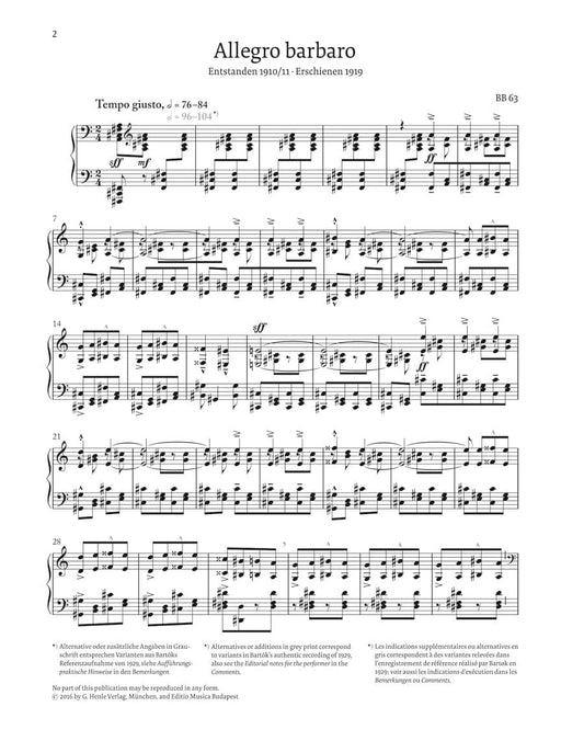 Allegro Barbaro Piano Solo 巴爾托克 鋼琴 快板 亨乐版 | 小雅音樂 Hsiaoya Music