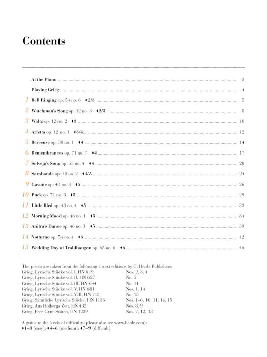 Grieg: At the Piano 15 Well-Known Original Pieces in Progressive Order 葛利格 鋼琴 小品 亨乐版 | 小雅音樂 Hsiaoya Music