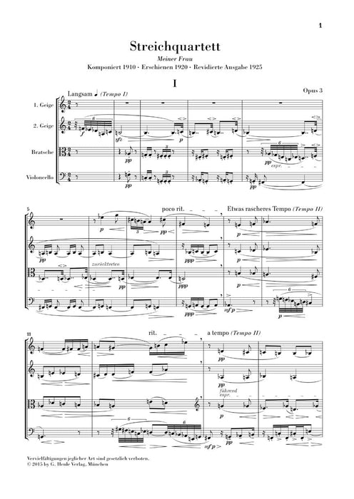 String Quartet No. 3 Study Score 貝爾格‧阿班 弦樂四重奏 總譜 亨乐版 | 小雅音樂 Hsiaoya Music