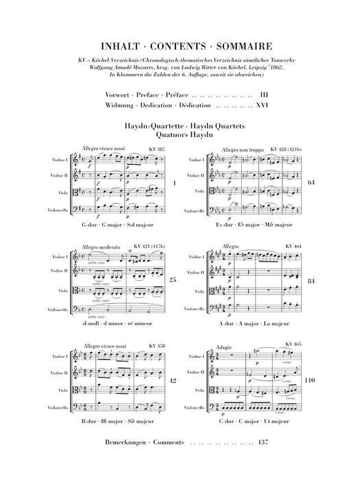 String Quartets, Volume III (Haydn Quartets) Study Score 莫札特 弦樂四重奏 總譜 亨乐版 | 小雅音樂 Hsiaoya Music
