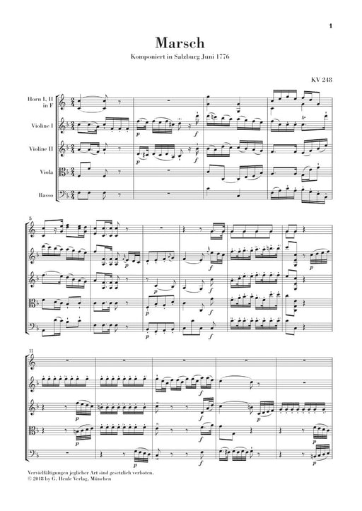 March K. 248, Divertimento K. 247 First Lodron Night Music Study Score 莫札特 進行曲 嬉遊曲 亨乐版 | 小雅音樂 Hsiaoya Music