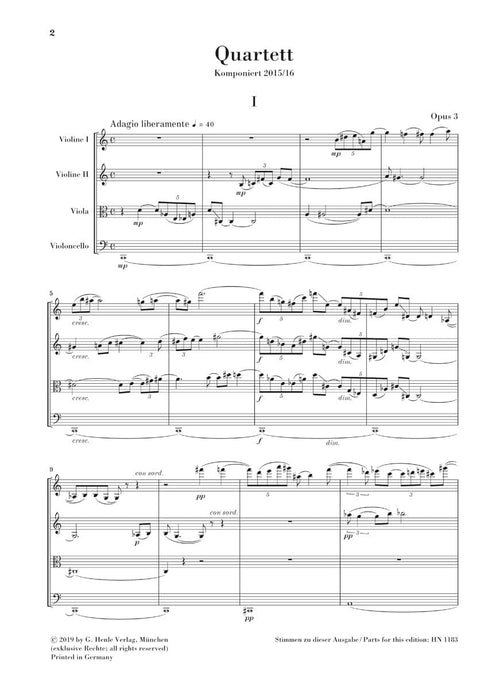 String Quartet Op. 3 Study Score 弦樂四重奏 總譜 亨乐版 | 小雅音樂 Hsiaoya Music