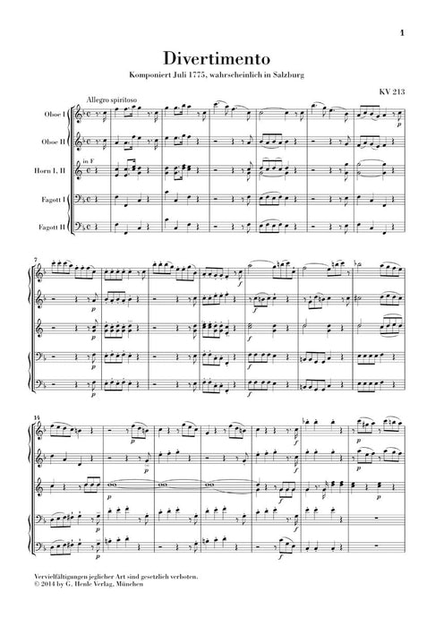 Divertimenti for 2 Oboes, 2 Horns and 2 Bassoons 莫札特 嬉遊曲 雙簧管法國號 亨乐版 | 小雅音樂 Hsiaoya Music