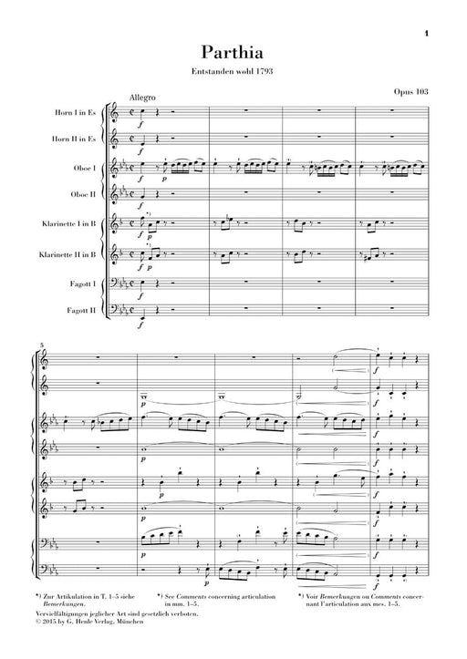 Parthia Op. 103 - Rondo WoO 25 for Wind Octet 2 Horns (E-flat/B-flat), 2 Oboes, 2 Clarinets, 2 Bassoons 貝多芬 迴旋曲 管樂 法國號 雙簧管 亨乐版 | 小雅音樂 Hsiaoya Music