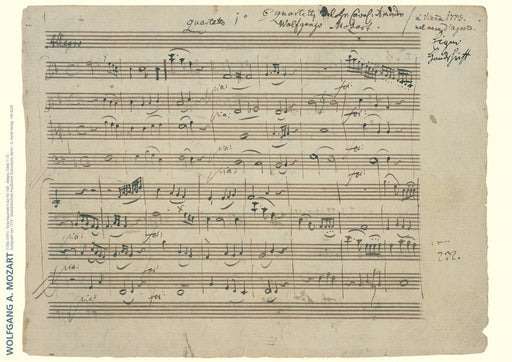 Wolfgang Amadeus Mozart Music Manuscript Poster String Quartet in F Major K. 168 Allegro 莫札特 手稿 弦樂四重奏 快板 | 小雅音樂 Hsiaoya Music