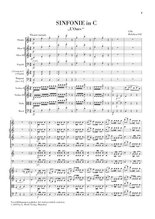 Symphonie C Major Hob. I:82 (L'ours) Orchestra Study Score 海頓 管弦樂團 總譜 亨乐版 | 小雅音樂 Hsiaoya Music