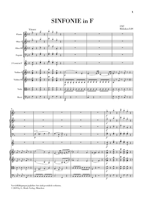 Symphony F Major Hob. I:89 Orchestra Study Score 海頓 交響曲 管弦樂團 總譜 亨乐版 | 小雅音樂 Hsiaoya Music