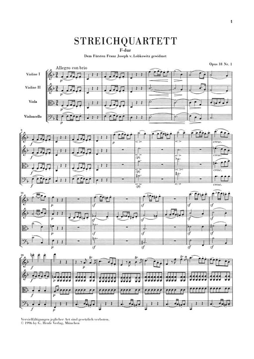 String Quartets Op. 18 and String Quartet Version of the Piano Sonata Op. 14 Study Score 貝多芬 奏鳴曲 弦樂四重奏 總譜亨乐版 | 小雅音樂 Hsiaoya Music