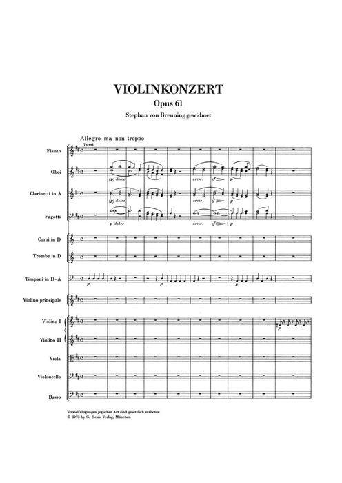 Concerto for Violin in D Major Op. 61 Study Score 貝多芬 協奏曲小提琴 小提琴(含鋼琴伴奏) 總譜 亨乐版 | 小雅音樂 Hsiaoya Music