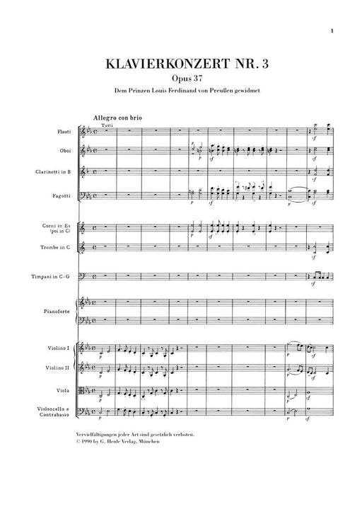 Concerto for Piano and Orchestra C minor Op. 37, No. 3 Study Score 貝多芬 協奏曲 管弦樂團 雙鋼琴 亨乐版 | 小雅音樂 Hsiaoya Music