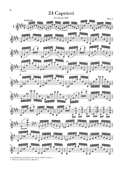 24 Capricci, Op. 1 Solo Violin 帕格尼尼 小提琴 亨乐版 | 小雅音樂 Hsiaoya Music