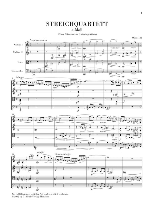 String Quartet A minor Op. 132 Study Score 貝多芬 弦樂四重奏 亨乐版 | 小雅音樂 Hsiaoya Music