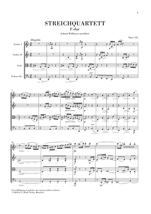 String Quartet F Major Op. 135 Study Score 貝多芬 弦樂四重奏 總譜 亨乐版 | 小雅音樂 Hsiaoya Music