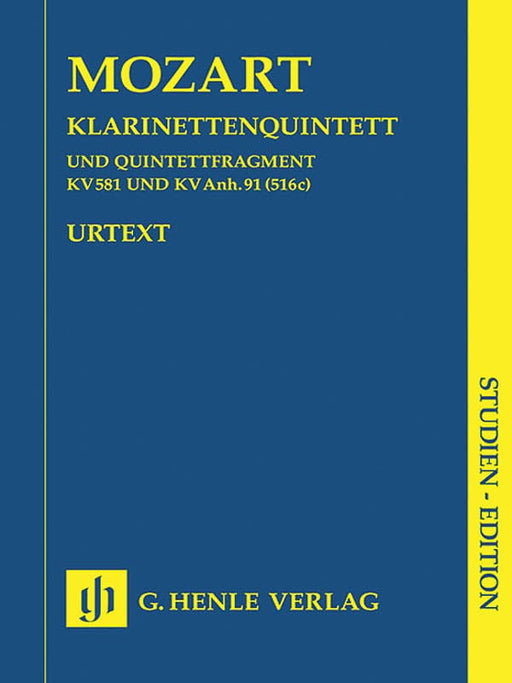 Clarinet Quintet A Major K581 and Fragment K.Anh. 91 (516c) Study Score 莫札特 豎笛五重奏 總譜 亨乐版 | 小雅音樂 Hsiaoya Music