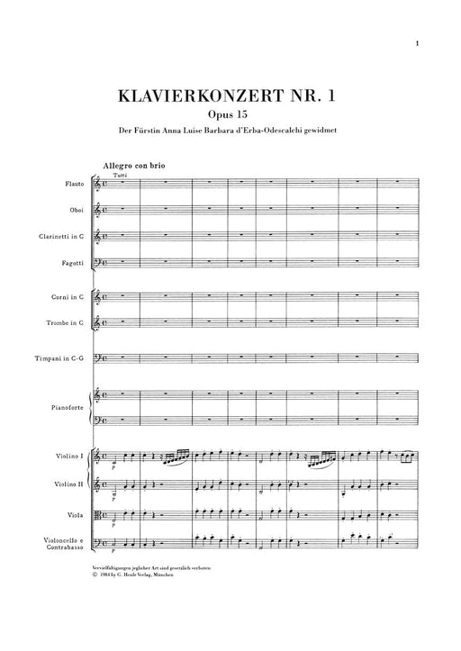 Concerto for Piano and Orchestra C Major Op. 15, No. 1 Study Score 貝多芬 協奏曲 管弦樂團 雙鋼琴 亨乐版 | 小雅音樂 Hsiaoya Music
