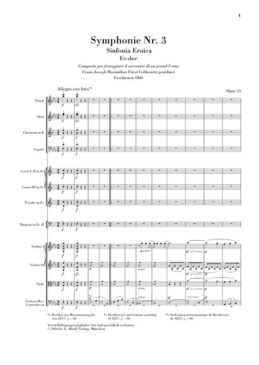 Symphony No. 3 in E-flat Major Op. 55 (Sinfonia Eroica) Study Score 貝多芬 交響曲 總譜 亨乐版 | 小雅音樂 Hsiaoya Music