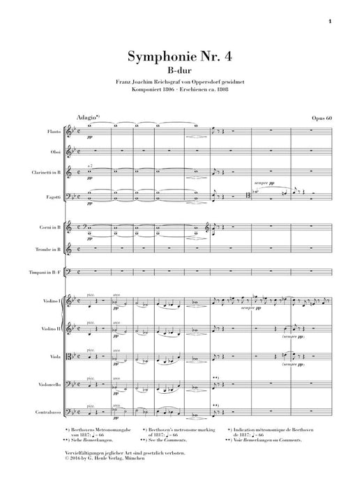 Symphony No. 4 in B-flat Major, Op. 60 Study Score 貝多芬 交響曲 總譜 亨乐版 | 小雅音樂 Hsiaoya Music