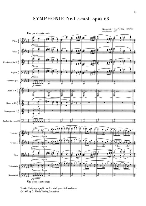 Symphony C Minor Op. 68, No. 1 Study Score 布拉姆斯 交響曲 總譜 亨乐版 | 小雅音樂 Hsiaoya Music
