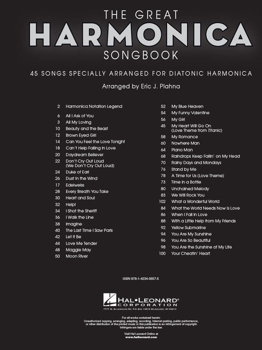 The Great Harmonica Songbook 45 Songs Specially Arranged for Diatonic Harmonica | 小雅音樂 Hsiaoya Music