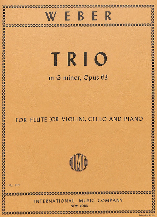 Trio in G minor, Opus 63 for Piano, Flute (or Violin) and Cello 韋伯．卡爾 三重奏 小調作品 鋼琴長笛小提琴大提琴 | 小雅音樂 Hsiaoya Music