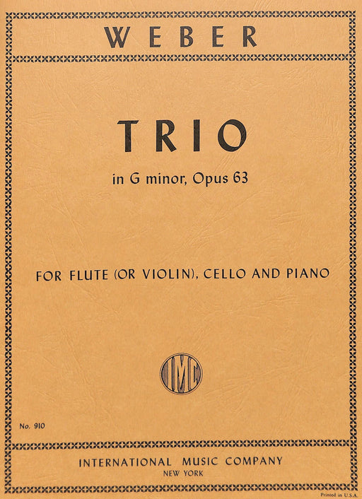 Trio in G minor, Opus 63 for Piano, Flute (or Violin) and Cello 韋伯．卡爾 三重奏 小調作品 鋼琴長笛小提琴大提琴 | 小雅音樂 Hsiaoya Music
