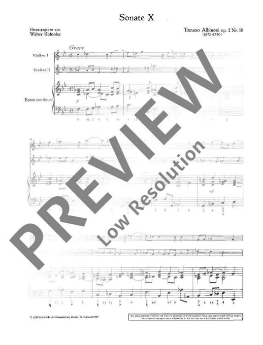 Three Triosonatas op. 1/10-12 阿比諾尼 三重奏鳴曲 雙小提琴加鋼琴 朔特版 | 小雅音樂 Hsiaoya Music