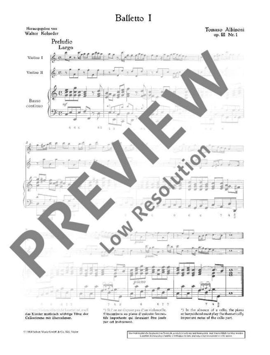 Three Balletti op. 3/1-3 阿比諾尼 芭蕾 雙小提琴加鋼琴 朔特版 | 小雅音樂 Hsiaoya Music
