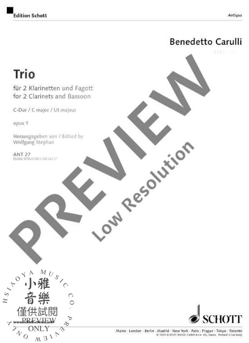 Trio op. 1 C major 木管三重奏大調 朔特版 | 小雅音樂 Hsiaoya Music