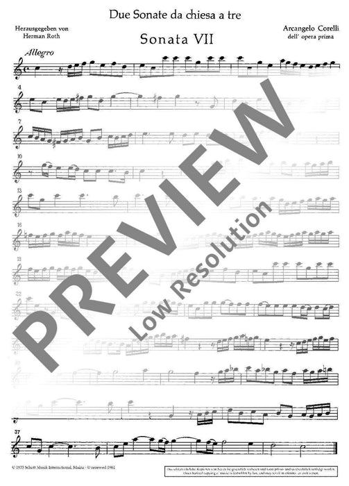 Due Sonate op. 1 da chiesa a tre dell'opera prima 柯雷里阿爾坎傑羅 歌劇 雙小提琴加鋼琴 朔特版 | 小雅音樂 Hsiaoya Music