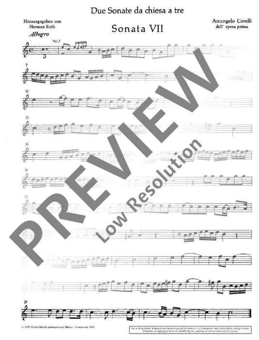 Due Sonate op. 1 da chiesa a tre dell'opera prima 柯雷里阿爾坎傑羅 歌劇 雙小提琴加鋼琴 朔特版 | 小雅音樂 Hsiaoya Music