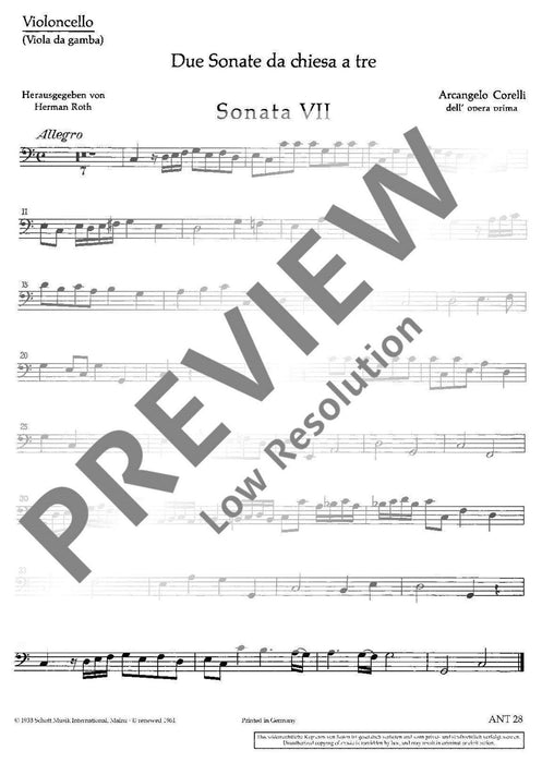 Due Sonate op. 1 da chiesa a tre dell'opera prima 柯雷里阿爾坎傑羅 歌劇 雙小提琴加鋼琴 朔特版 | 小雅音樂 Hsiaoya Music
