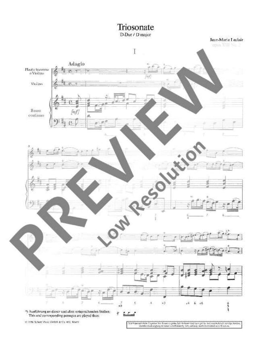 Trio Sonata D Major op. 13/2 勒克雷爾 三重奏鳴曲大調 雙小提琴加鋼琴 朔特版 | 小雅音樂 Hsiaoya Music