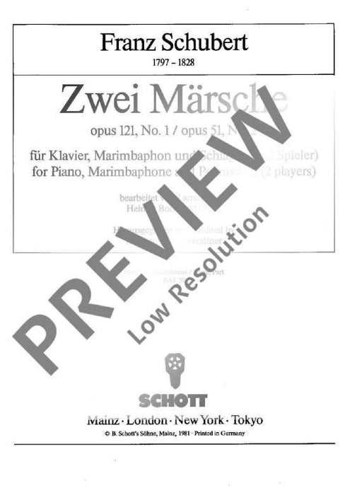 Two Marches op. 121/1 and op. 51/2 舒伯特 進行曲 雙鋼琴 朔特版 | 小雅音樂 Hsiaoya Music