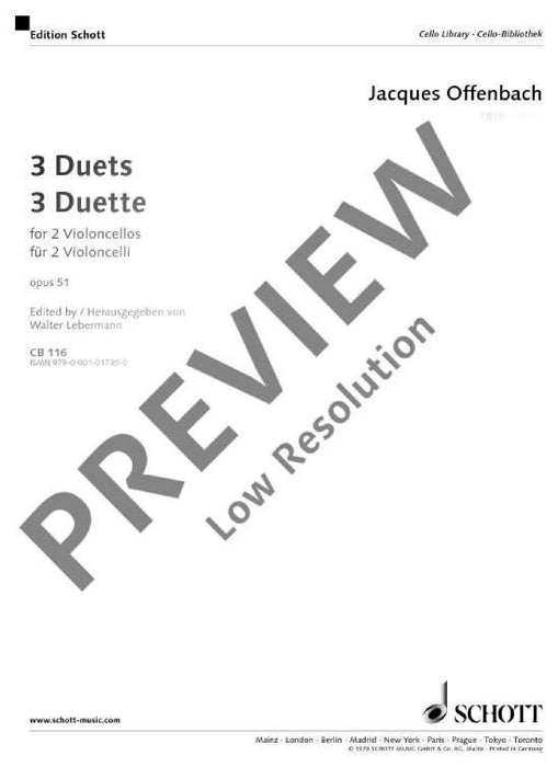 Three Duets op. 51 歐芬巴赫 二重奏 大提琴 2把 朔特版 | 小雅音樂 Hsiaoya Music