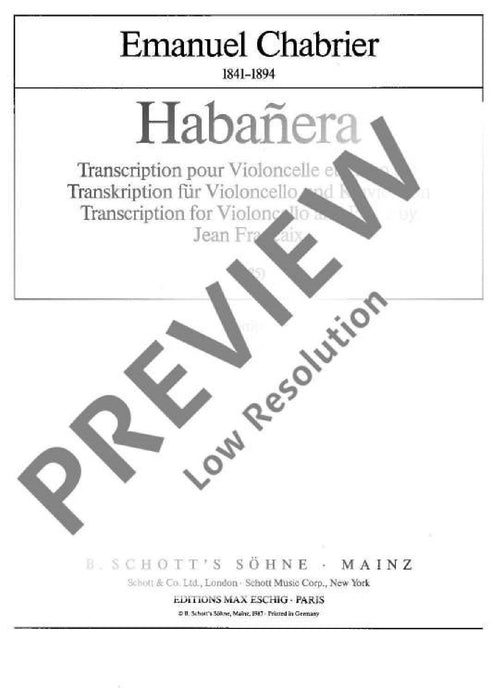 Habañera Transcription for violoncello and piano 夏布里耶 大提琴鋼琴 大提琴加鋼琴 朔特版 | 小雅音樂 Hsiaoya Music