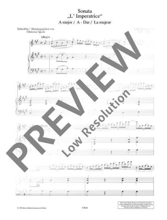 Sonata L'Imperatrice A Major 玻凱利尼 奏鳴曲 大調 大提琴加鋼琴 朔特版 | 小雅音樂 Hsiaoya Music