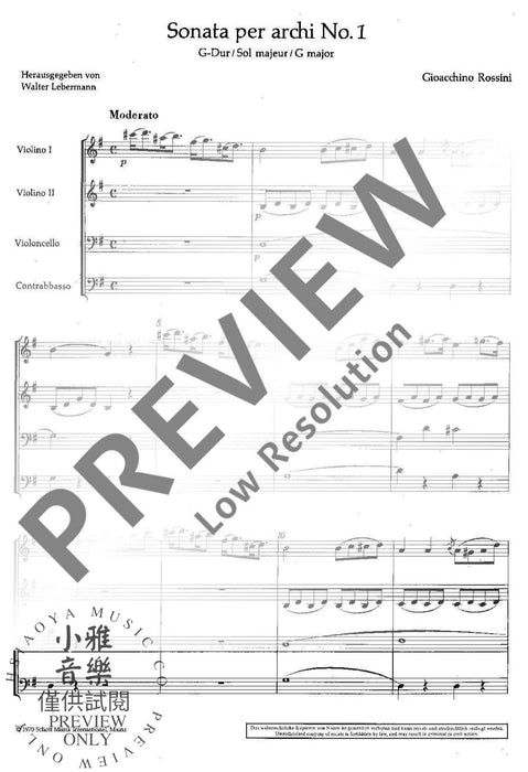 Sonata per archi No. 1 G Major 弦樂四重奏 奏鳴曲大調 朔特版 | 小雅音樂 Hsiaoya Music