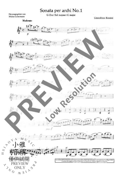 Sonata per archi No. 1 G Major 弦樂四重奏 奏鳴曲大調 朔特版 | 小雅音樂 Hsiaoya Music