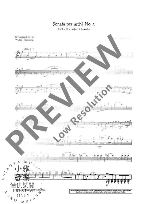 Sonata per archi No. 2 A Major 弦樂四重奏 奏鳴曲大調 朔特版 | 小雅音樂 Hsiaoya Music