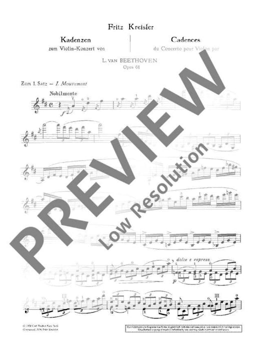 Cadenzas for Violin Concerto, op. 61 by Ludwig van Beethoven 克萊斯勒 裝飾樂段 小提琴 小提琴加鋼琴 朔特版 | 小雅音樂 Hsiaoya Music