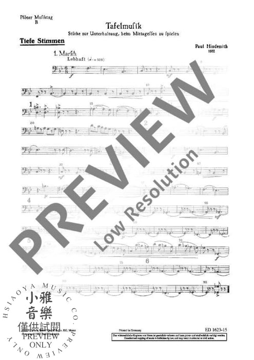 Plöner Musiktag B Tafelmusik 辛德密特 混和二重奏 宴席音樂 朔特版 | 小雅音樂 Hsiaoya Music