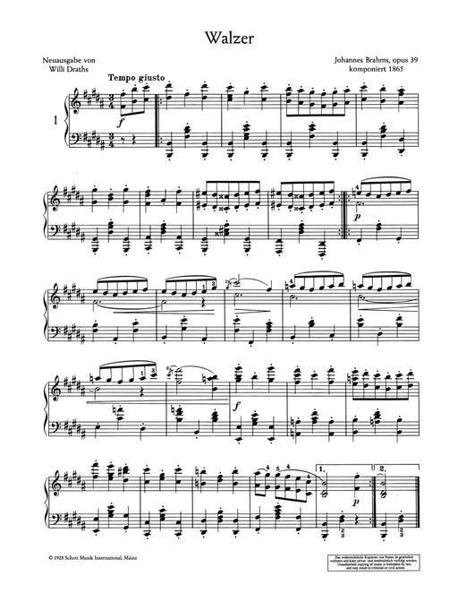 Waltz op. 39 布拉姆斯 圓舞曲 鋼琴獨奏 朔特版 | 小雅音樂 Hsiaoya Music