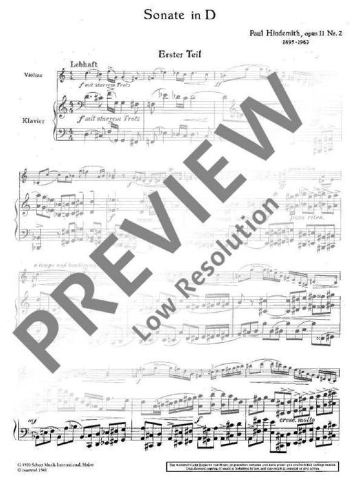 Sonata in D Major op. 11/2 辛德密特 奏鳴曲 大調 小提琴加鋼琴 朔特版 | 小雅音樂 Hsiaoya Music