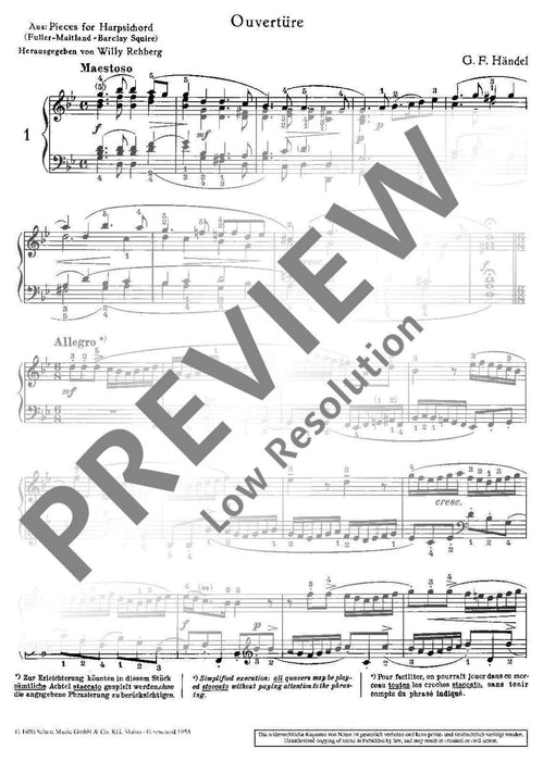 Aylesforder Pieces from the Stücken für Clavicembalo 韓德爾 小品 鋼琴獨奏 朔特版 | 小雅音樂 Hsiaoya Music