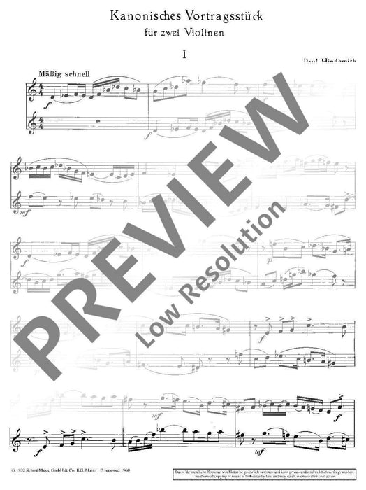 Kanonisches Vortragsstück und kanonische Variationen 2 kanonische Duette 辛德密特 變奏曲 二重奏 雙小提琴 朔特版 | 小雅音樂 Hsiaoya Music