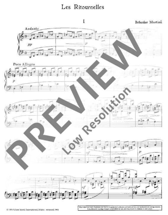 Les Ritournelles H 227 6 pieces for piano 馬悌努 小品鋼琴 鋼琴獨奏 朔特版 | 小雅音樂 Hsiaoya Music